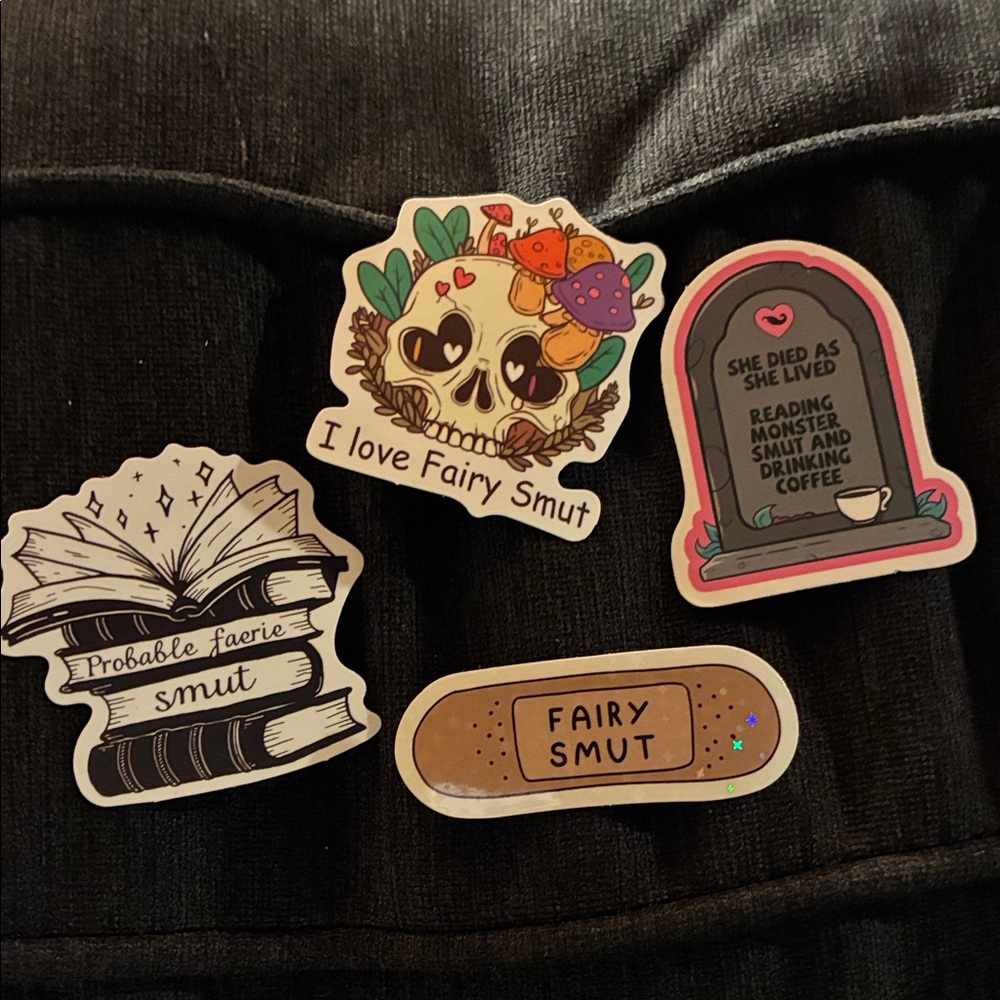 Fairy Smut Sticker Pack - Colorful Skull, Bandage, Book & Tombstone